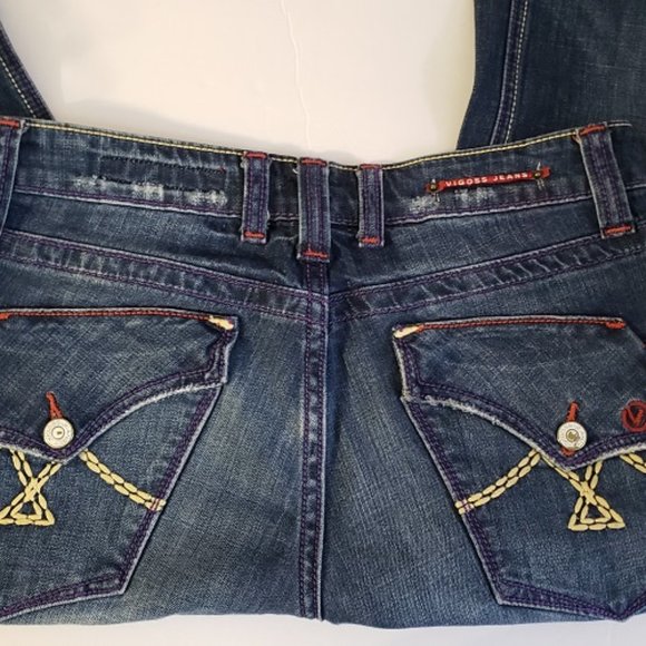 Vigoss Jeans Sz 9-10 inseam 30 Skinny Pre Owned Red Thread Back Pocket - Picture 3 of 4